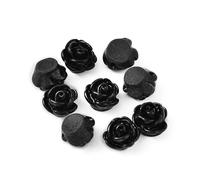 Sparkeads 50pcs 9x7mm Black Rose Beads for Rosary Necklaces Resin Flower Beads Drilled Rose Flower Embellishments for Buddha Mala Jewelry Making Bracelets Earrings Crafts Bead Hole: 1mm