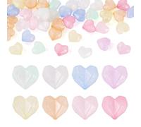 Sparkeads 50Pcs Luminous Acrylic Heart Beads Bulk Glow in The Dark Transparent Love Bead Colorful Heart Shape Spacer Beads with Glitter Powder for Jewelry Making Bracelets Necklaces Earrings Crafts