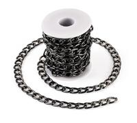 Sparkeads 5M Jewellery Chain Aluminum Gunmetal Link Chains 17x11.5x2.5mm Unwelded Curb Chains Metal Black Chain with Spool for Necklace Earring Bracelet DIY Jewelry Making