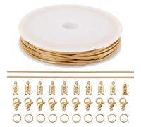 Sparkeads 5M Stainless Steel Round Snake Chain Golden Necklace Chain with Stainless Steel Folding Crimp Ends & Clasps & Jump Rings for Bracelet DIY Jewelry Making