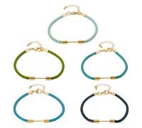 Sparkeads 5Pcs Adjustable Handicrafts Braided Leather Lace Plaited Bracelet Cords with 304 Stainless Steel Lobster Clasps Mixed Color Leather Plaited Cord Bracelets Jewelry Making for Women Bracelets