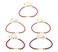 Sparkeads 5Pcs Adjustable Leather Plaited Cord Bracelets with 304 Stainless Steel Lobster Clasps Mixed Color Handicrafts Braided Leather Lace Plaited Bracelet Cords Jewelry Making for Women Bracelets