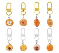 Sparkeads 8 pcs Resin Bread Clip On Charms Pineapple Bread Dangle Charms with Clasp Cute Cartoon Food Pendant for Keychain Handbag Wallet Phone Lanyard Decor
