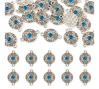 Sparkeads Tibetan Style Turquoise Connector Charms Alloy Antique Silver Hollow Flower Connector Charm Vintage Hoop Earring Charms Collection for Bracelet Necklace Jewelry Making, Resin, No Gemstone