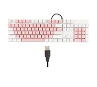 SparkFeng 104 Key Mechanical Gaming Keyboard, Wired RGB Mechanical Keyboard with 28 Backlight Modes, Blue Switch, Plug and Play USB Keyboard for, Linux, macOS (Pink White)
