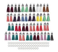 SparkFeng 50pcs Tassel Pendants for DIY Jewelry Making, Colorful Suede Tassels with Metal Cap for Necklace Bracelet Keychain Craft Decoration, Assorted Bright Colors