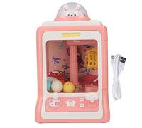 SparkFeng Bunny Space Pattern Mini Claw Machine, Electronic Light Music Doll Machine for Children, Fun Competition Toy with 4 Dolls and 4 Balls, Training Hand - Eye Coordination for Kids Par (Pink)