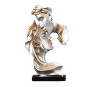 SparkFeng Couples Kiss Sculpture, Romantic Resin Statue of Kissing Lovers, Elegant Home Decor Figurine with Smooth Finish, for Living Room Bedroom Entryway Console (Grey)