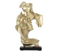 SparkFeng Couples Kiss Sculpture, Romantic Resin Statue of Kissing Lovers, Elegant Home Decor Figurine with Smooth Finish, for Living Room Bedroom Entryway Console (Gold)