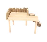 SparkFeng Natural Wood Hamster Climbing Platform, Small Pet Playground with Rotatable Ladder, Multifunctional Stable Wooden Toy for Hamsters Sugar Gliders Golden Bears