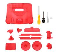 SparkFeng Retro ABS Game Console Replacement Case, N64 Replacement Shell, Sturdy Translucent Video Game Console Housing with Buttons and Screwdriver for All Region N64 Consoles (Transparent Red)
