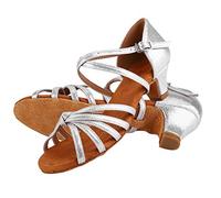 SparkFeng Soft Comable Latin Dance Shoes for s, room Dance Shoes with 4cm Ele Heel, Breathable PU l, Skid Sole for zz, Tap (30)