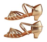 SparkFeng Soft Comable Latin Dance Shoes for s, room Dance Shoes with 4cm Ele Heel, Breathable PU l, Skid Sole for zz, Tap (28)