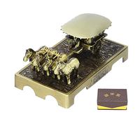 SparkFeng Terracotta Horse Sculpture, Vintage Style Copper Car Horse Ornament, Retro Qin Dynasty Replica Statue for Home Office Desk Decoration Gift with Gift Box Packaging