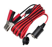 SPARKING 12FT 12V Female Car Socket Extension Cord with Battery Alligator Clips Car Battery Clip-on Extension Cable, 15A Fuse (12FT)