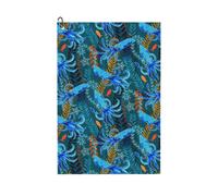 (Sparking Firefly Squid _8310) Golf Towel Funny Printed Cristmas Gift for Men Women Husband Dad Mom Birthday Golfers Fan