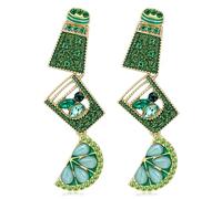 Sparklaura Cute Funky Fun Dangle Earrings for Women, Green Statement Cocktail Margarita Martini Mojito Lemonade Rhinestone Drop Earrings Trendy Fancy Prom Party Hawaiian Jewelry Gift