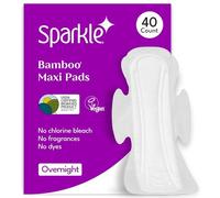 Sparkle Bamboo Maxi Pads | Plant Based Sanitary Pads for Women | Super Soft & Leak-Proof Sanitary Pads with Wings | USDA Certified Biobased, Chlorine-Free, Hypoallergenic | Overnight, 40 Count