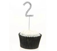 Sparkle & Celebrate! Rhinestone Number Cake Topper - The Ultimate Birthday & Anniversary Cake Bling (2 (Two), Silver)