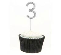 Sparkle & Celebrate! Rhinestone Number Cake Topper - The Ultimate Birthday & Anniversary Cake Bling (3 (Three), Silver)
