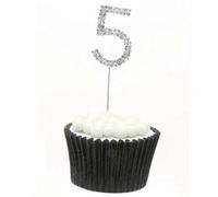 Sparkle & Celebrate! Rhinestone Number Cake Topper - The Ultimate Birthday & Anniversary Cake Bling (5 (Five), Silver)