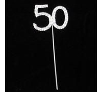 Sparkle & Celebrate! Rhinestone Number Cake Topper - The Ultimate Birthday & Anniversary Cake Bling (50 (Fifty), Silver)