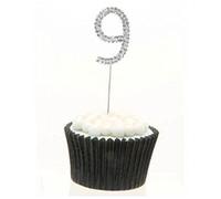 Sparkle & Celebrate! Rhinestone Number Cake Topper - The Ultimate Birthday & Anniversary Cake Bling (9 (Nine), Silver)