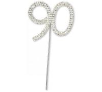 Sparkle & Celebrate! Rhinestone Number Cake Topper - The Ultimate Birthday & Anniversary Cake Bling (90 (Ninty), Silver)