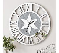 Sparkle Crushed Diamond Wall Clock: 60cm Silver Glass Mirrors Wall Clock Battery Operated Quartz Movement No Noise No Sound Roman Numerals Clock Decor for Home Decor,Hotel,Coffee Shop,Restaurant