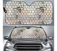 Sparkle Crystal Qu-Een Bee Stained Glass Pattern Print Windshield Sun Shade Foldable Windshield Cover Block Uv Rays Cover Visor Sunshades Universal For Va-Ns Truck Auto S