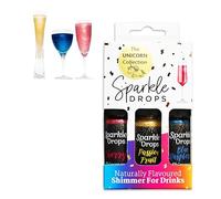 Sparkle Drops Unicorn Drinks Shimmer - Flavoured Drink Shimmer For Prosecco, Sparkling Wine, Gin, Vodka And Cocktails (30ml - 3 pack)