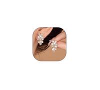 sparkle flower dangle earrings rhinestone earrings for women floral dangle earrings cubic zirconia marquise elegant wedding jewelry for bride, Large, Metal, Not a gemstone