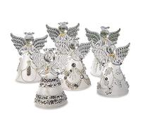 Sparkle Glass Angels Ornaments- Set of 6, 2-1/4 Tall Hanging Ornaments