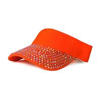 Sparkle Glitter Summer Rhinestone UPF 50+ Visor Bling Visor Ladies Visor Sun Visor for Women Outdoor Sports Fashion Golf Hat, Qm Orange