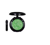 Sparkle Green Eyeshadow, Gold Shimmer Diamond Eyes Make Up, Waterproof Glitter Pressed Powder, Single Eye Shadow Palette with Brush Mirror for Halloween Christmas