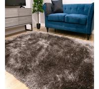 Sparkle Grey Shaggy Handmade Luxurious Plain Rug For Dining Room Bedroom & Living Room-120Cm X 170Cm