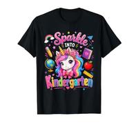 Sparkle Into Kindergarten Unicorn Shirt Cute Back to School Value Graphic T-Shirt, Men, Black, L