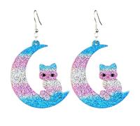 Sparkle LGBT Rainbow Dangle Earrings for Women Glitter Acrylic Pride Lesbian Gay Drop Earrings Jewelry, Zinc, No Gemstone