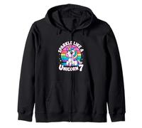 Sparkle Like A Unicorn 7 Rainbow Unicorn Girl Zip Hoodie