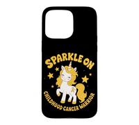 Sparkle On Cute Unicorn Gold Ribbon Childhood Cancer Warrior Case for iPhone 15 Pro Max