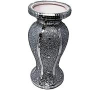 Sparkle Ornament Bling Crushed Diamond Gift | CRUSHED DIAMOND STUNNING SILVER Vase Wedding Vase Garden Craft Handmade Mosaic Glitter Vase Decorative Sparkled Glass gift present