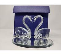 Sparkle Ornament Bling Crushed Diamond Gift | Crystal Twin Swan | Crushed Diamond Display | Wedding Anniversary, Birthday Present, Home Decor