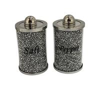 SPARKLE PALACE® Crushed Diamond Crystal Filled Salt and Pepper Shakers- Silver Sparkle Canisters- Crushed Diamond Kitchen Accessories - Ideal for Gifting