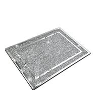 SPARKLE PALACE® Crushed Diamond Silver Crystal Filled Chopping Board Glass Worktop Saver Chopping Board Toughened Glass Kitchen 30x40cm