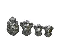 SPARKLE PALACE® Silver Crushed Diamond Lion Family Ornament - 4 Lion Family Stunning Decor