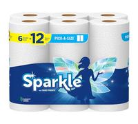 Sparkle Pick-A-Size Paper Towels, 6 Double Rolls = 12 Regular Rolls, Everyday Value Paper Towel With Full And Half Sheets