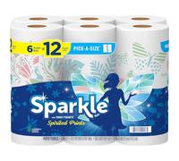Sparkle Pick-A-Size Paper Towels, Spirited Prints, 6 Double Rolls = 12 Regular Rolls, Everyday Value Paper Towel With Full And Half Sheets