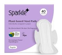 Sparkle Plant-Based Maxi Pads | Pads specifically Designed for Sensitive Skin | Feminine Hygiene Napkins for Women | Super Soft & Leak-Proof with Wings | USDA Certified | Regular, 40 Count