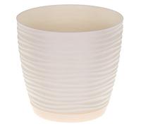 SPARKLE PLANTS Sahara Indoor Plant Pots - Modern Round Plastic Flower Pots with Drainage Hole & Saucer - 7 Sizes, 8 Colours for Succulents, Herbs, Flowers & Houseplants (19 cm, Cream)