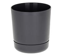 SPARKLE PLANTS Satina Indoor Plant Pots- 5 Sizes, 10 Colours, Modern Planter with Drainage Holes & Matching Saucer - Durable Lightweight Composite Flower Pots for Houseplant (25 cm, Anthracite)